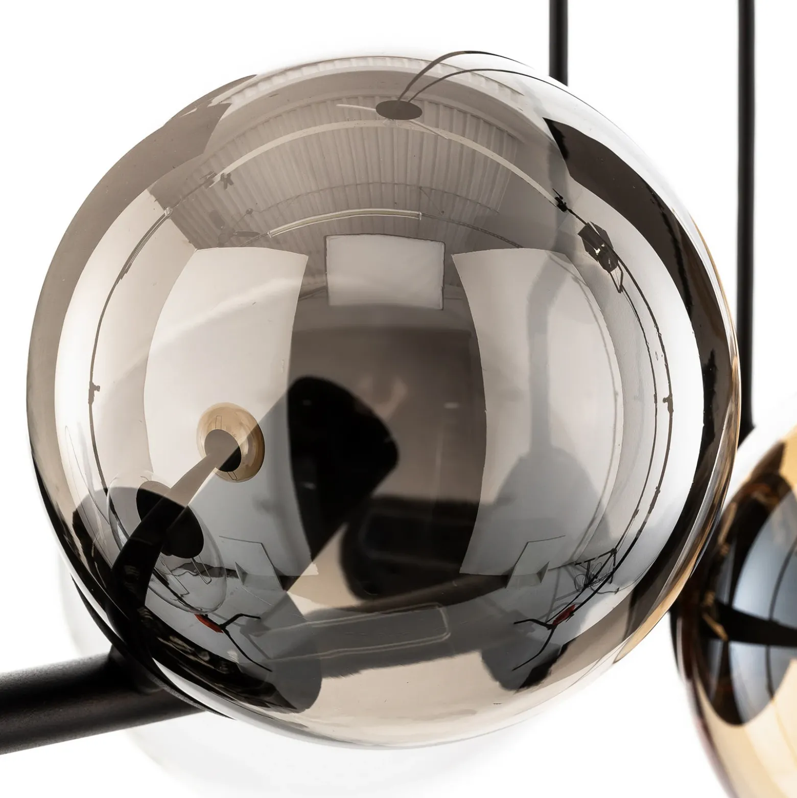 Lámpara colgante Glassy, 8 luces, negro, grafito/ámbar/transparente