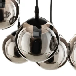 Lámpara colgante Glassy, 6 luces, negro, grafito, cristal, 75 cm
