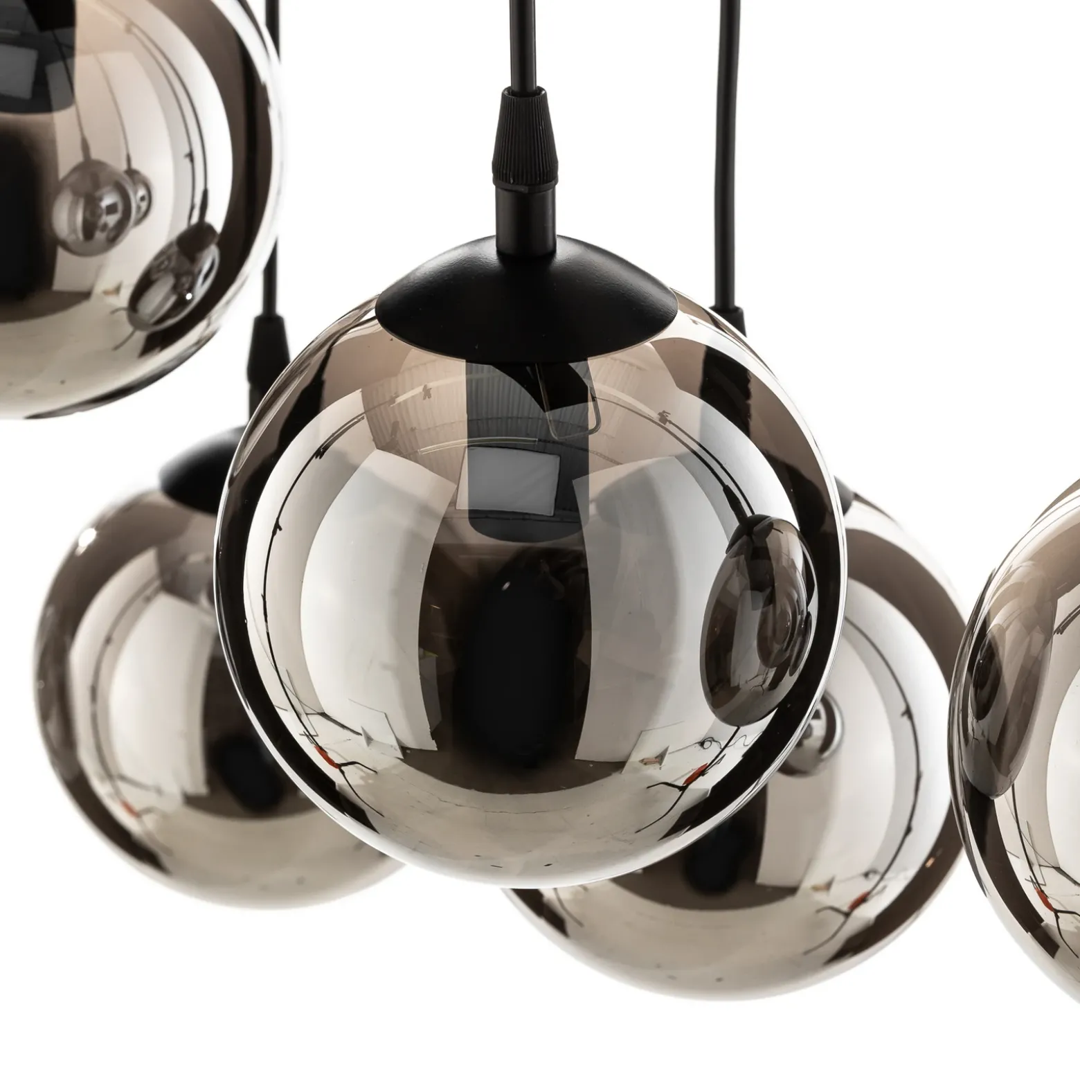 Lámpara colgante Glassy, 6 luces, negro, grafito, cristal, 75 cm