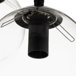 Lámpara colgante Glassy, 4 luces, negro, grafito/ámbar/transparente, E14