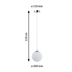 Lámpara colgante Globe de Paulmann, blanco satinado/cromo Ø 20 cm IP44