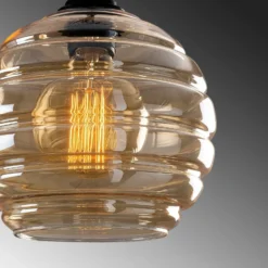 Lámpara colgante Gold 010, dorada-transparente, cristal, Ø 20 cm