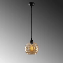 Lámpara colgante Gold 010, dorada-transparente, cristal, Ø 20 cm