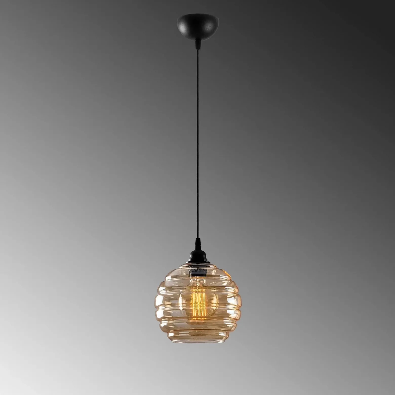 Lámpara colgante Gold 010, dorada-transparente, cristal, Ø 20 cm