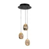 Lámpara colgante Golden Egg, ámbar/oro Ø 25 cm 3 luces cristal/metal