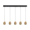 Lámpara colgante Golden Egg, ámbar/oro, longitud 107 cm, cristal 5 luces