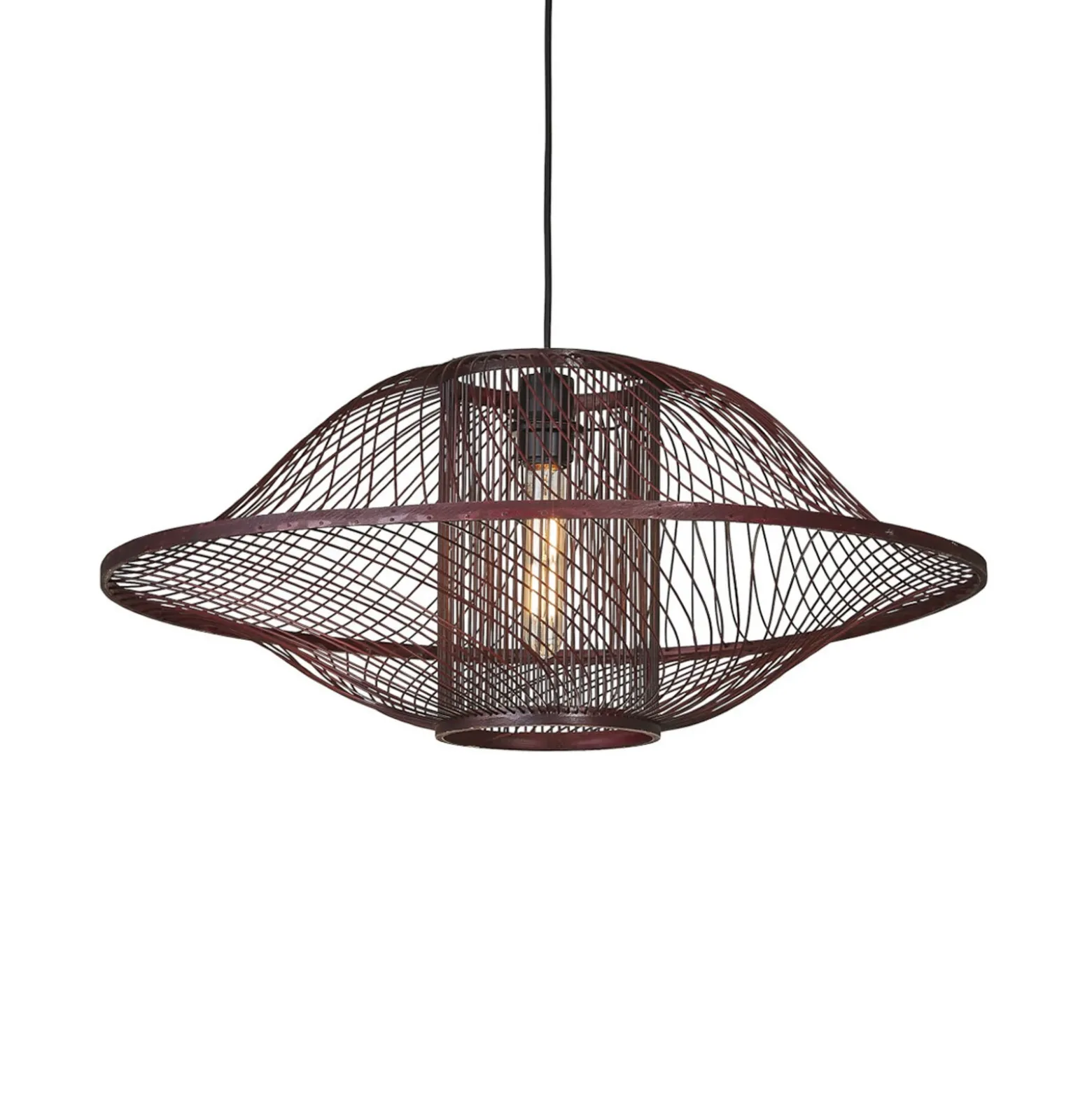 Lámpara colgante GOOD & MOJO Maui, roja, Ø 70 cm, bambú, E27