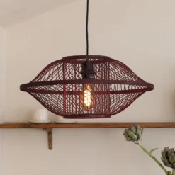 Lámpara colgante GOOD & MOJO Maui, roja, Ø 50 cm, bambú, E27