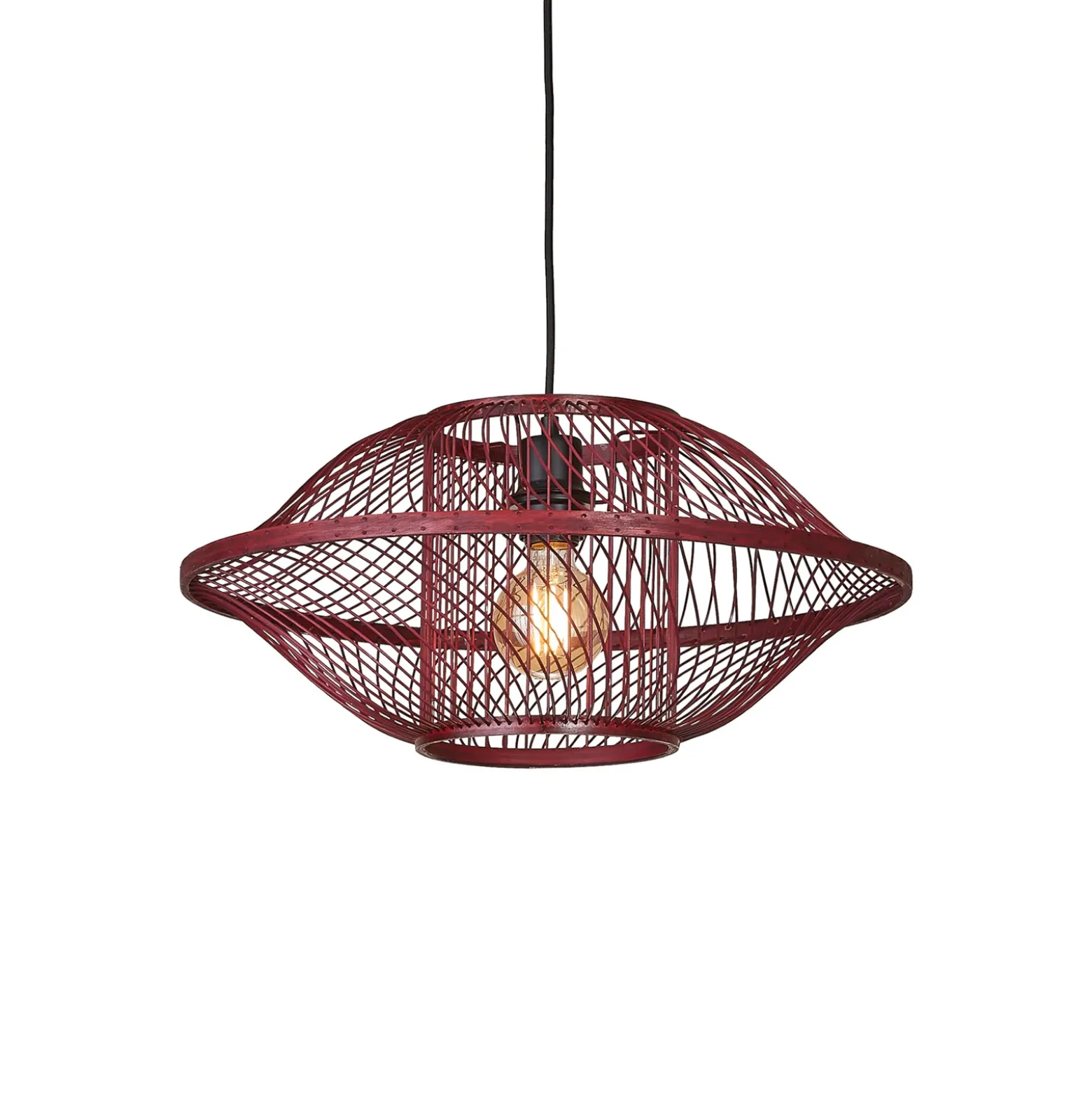 Lámpara colgante GOOD & MOJO Maui, roja, Ø 50 cm, bambú, E27