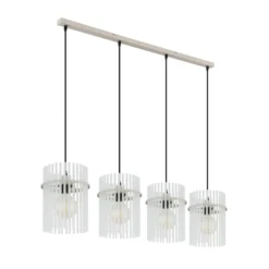 Lámpara colgante Gorley, blanco/arena, 4 luces, 110 cm, cristal, E27