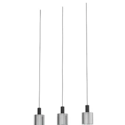 Lámpara colgante Gorosiba, negra, longitud 85 cm, acero/vidrio, 3 luces