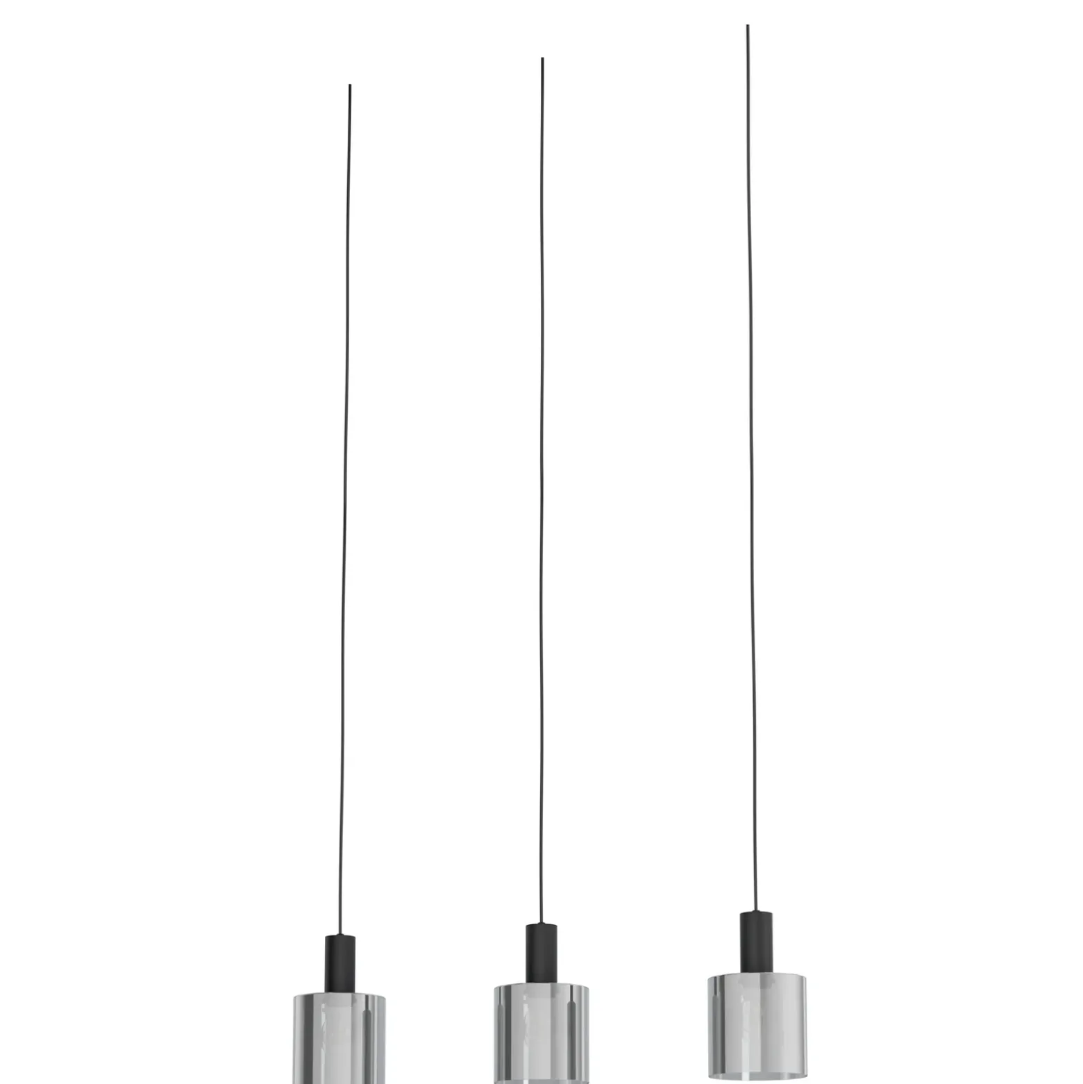 Lámpara colgante Gorosiba, negra, longitud 85 cm, acero/vidrio, 3 luces