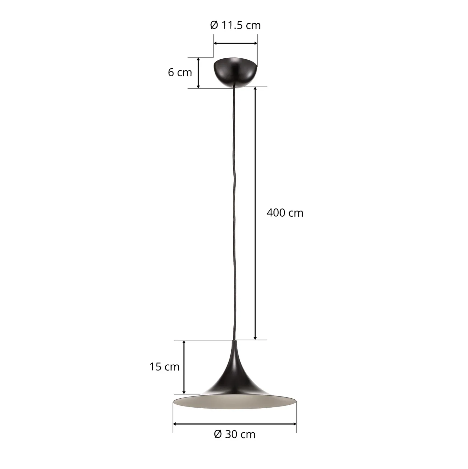 Lámpara colgante Gubi Semi, Ø 30 cm, negro