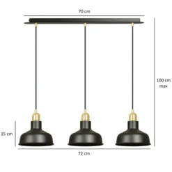 Lámpara colgante Gubo, 3 luces, negro