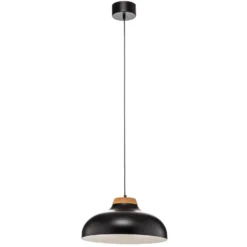 Lámpara colgante Gus con pantalla metálica, negro