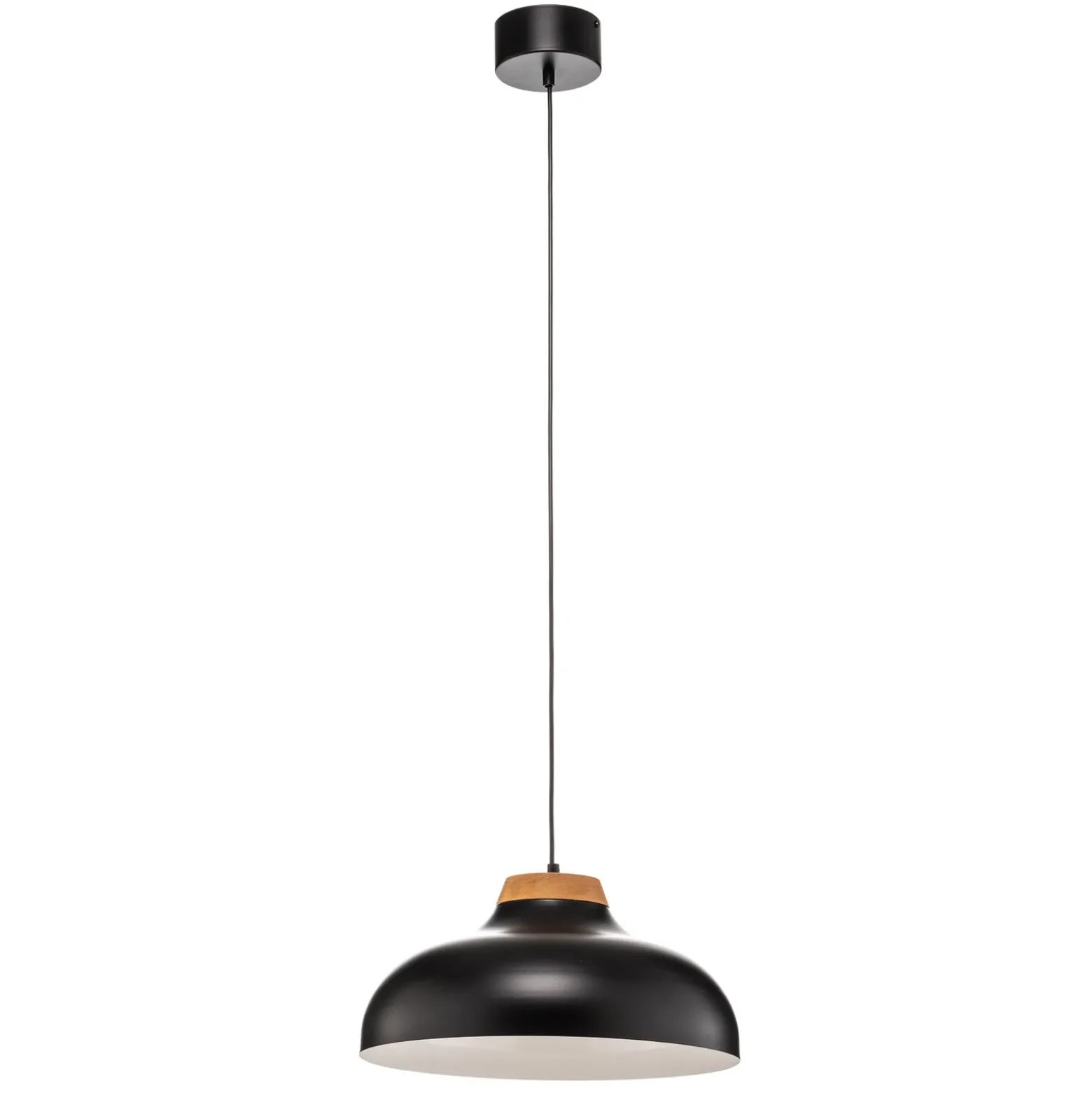 Lámpara colgante Gus con pantalla metálica, negro