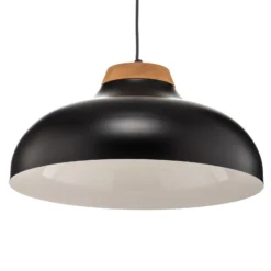 Lámpara colgante Gus con pantalla metálica, negro