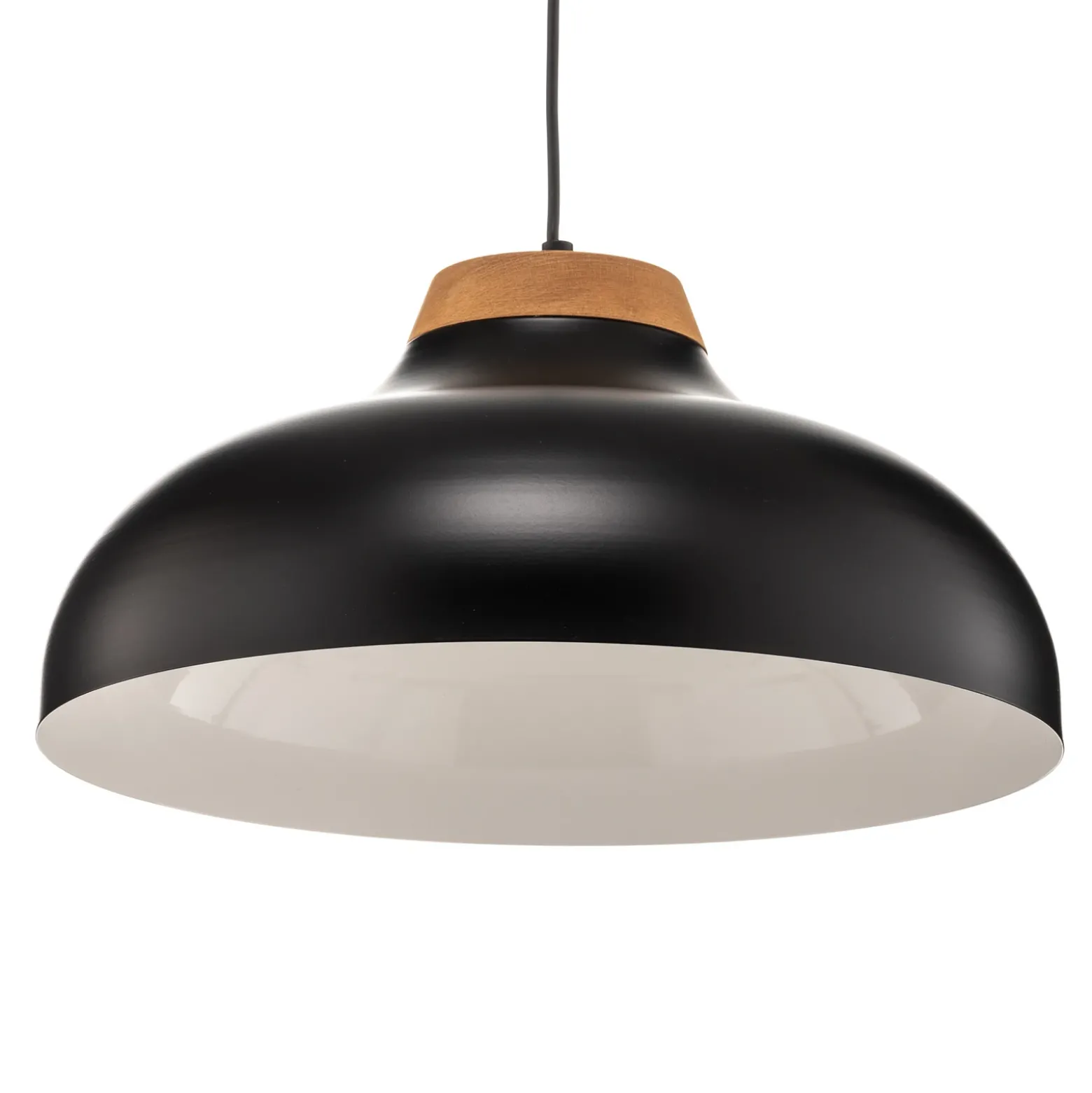 Lámpara colgante Gus con pantalla metálica, negro