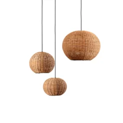 Lámpara colgante Haka con pantalla de ratán, Ø 30 cm