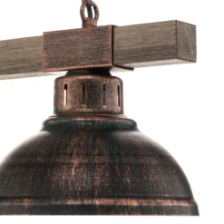 Lámpara colgante Hakon de 2 luces marrón óxido/madera natural