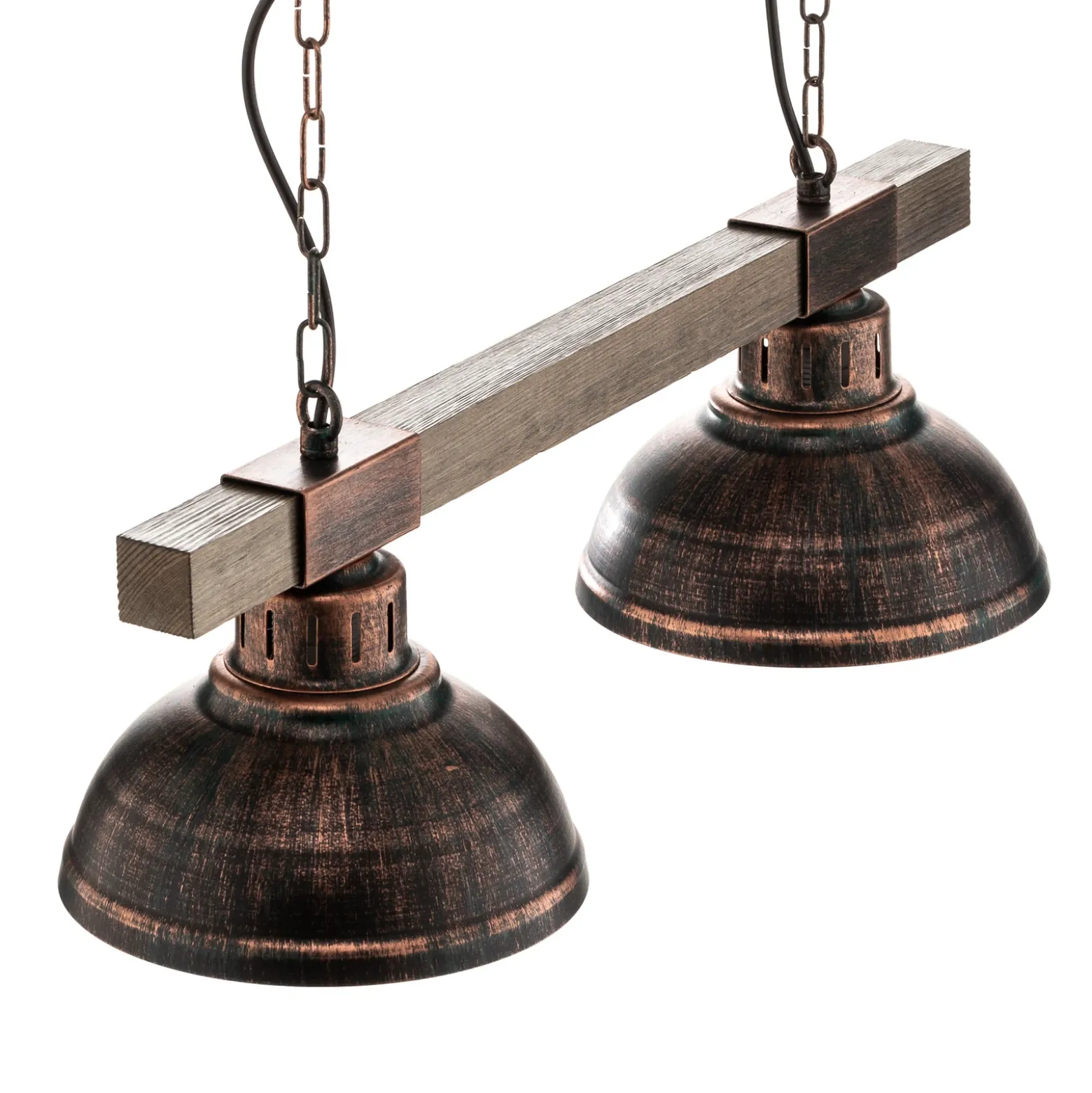 Lámpara colgante Hakon de 2 luces marrón óxido/madera natural