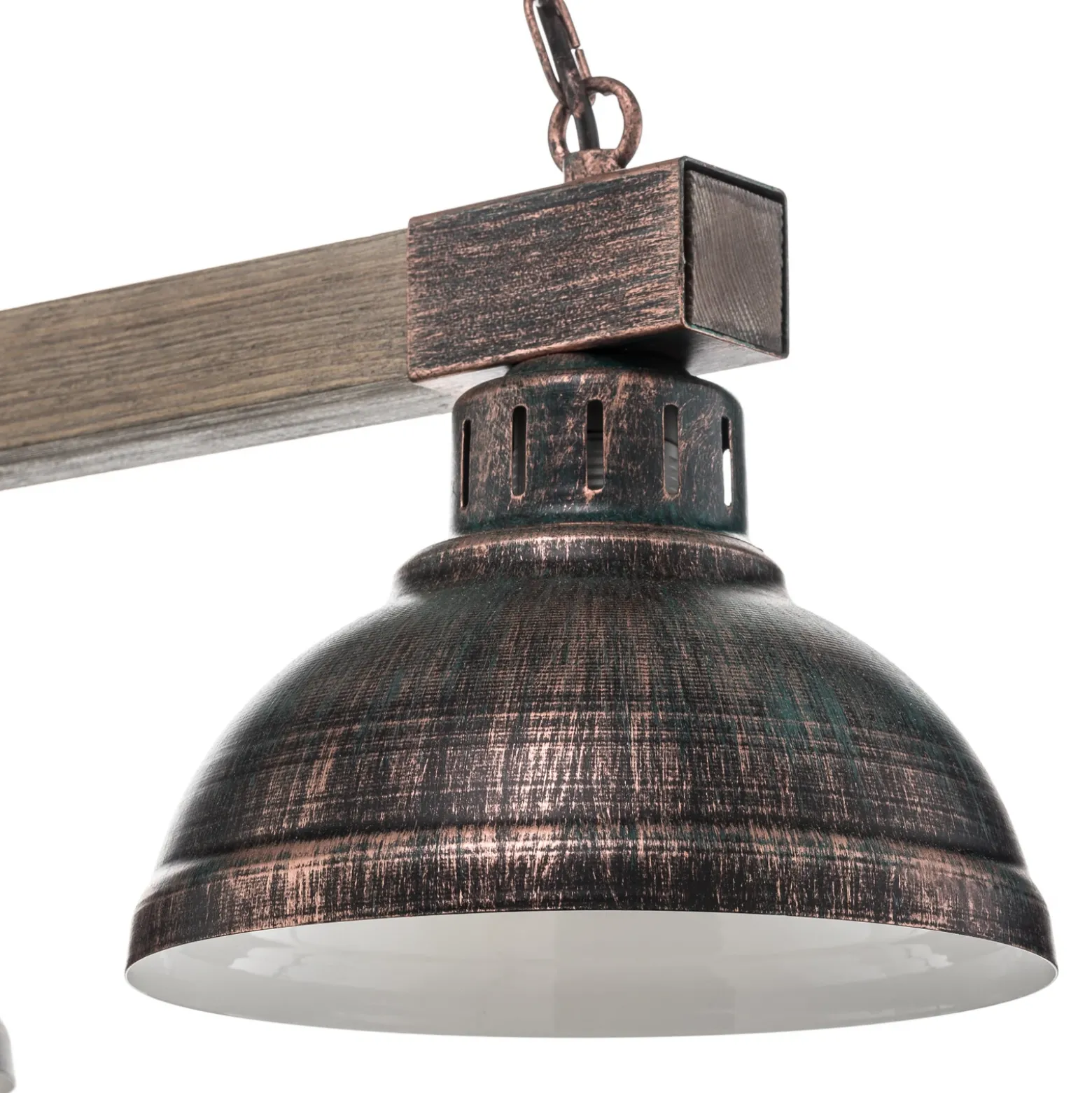 Lámpara colgante Hakon 3 luces marrón óxido/madera natural
