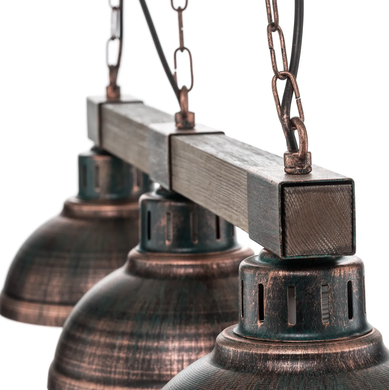Lámpara colgante Hakon 3 luces marrón óxido/madera natural