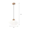 Lámpara colgante Harmony, Ø 25 cm, blanco/roble, cristal/madera