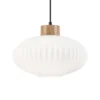 Lámpara colgante Harmony, Ø 25 cm, blanco/roble, cristal/madera
