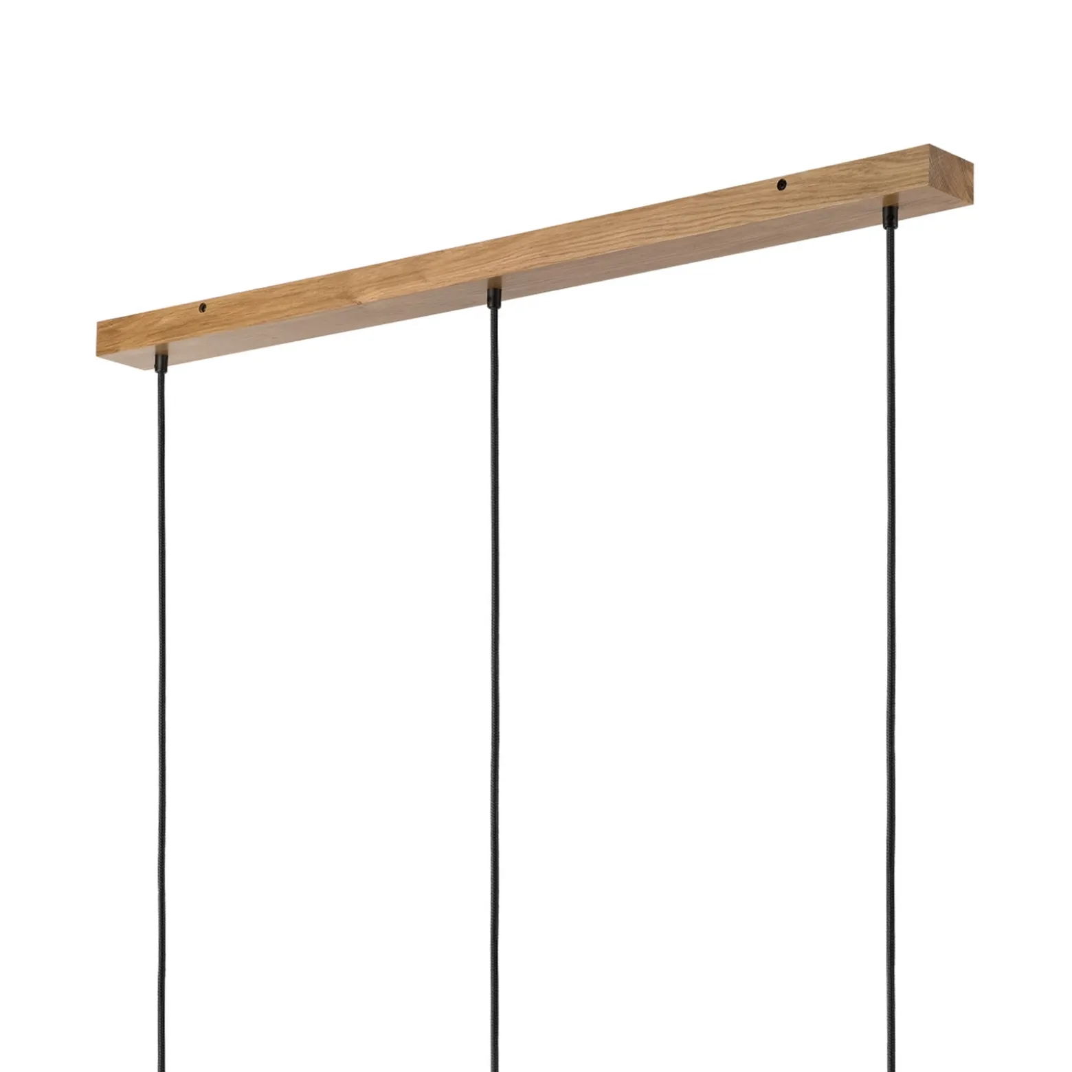 Lámpara colgante Harmony, longitud 110 cm, cristal opal, madera de roble, 3