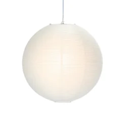 Lámpara colgante Haru, blanca, Ø 50 cm, papel, E27, cable blanco