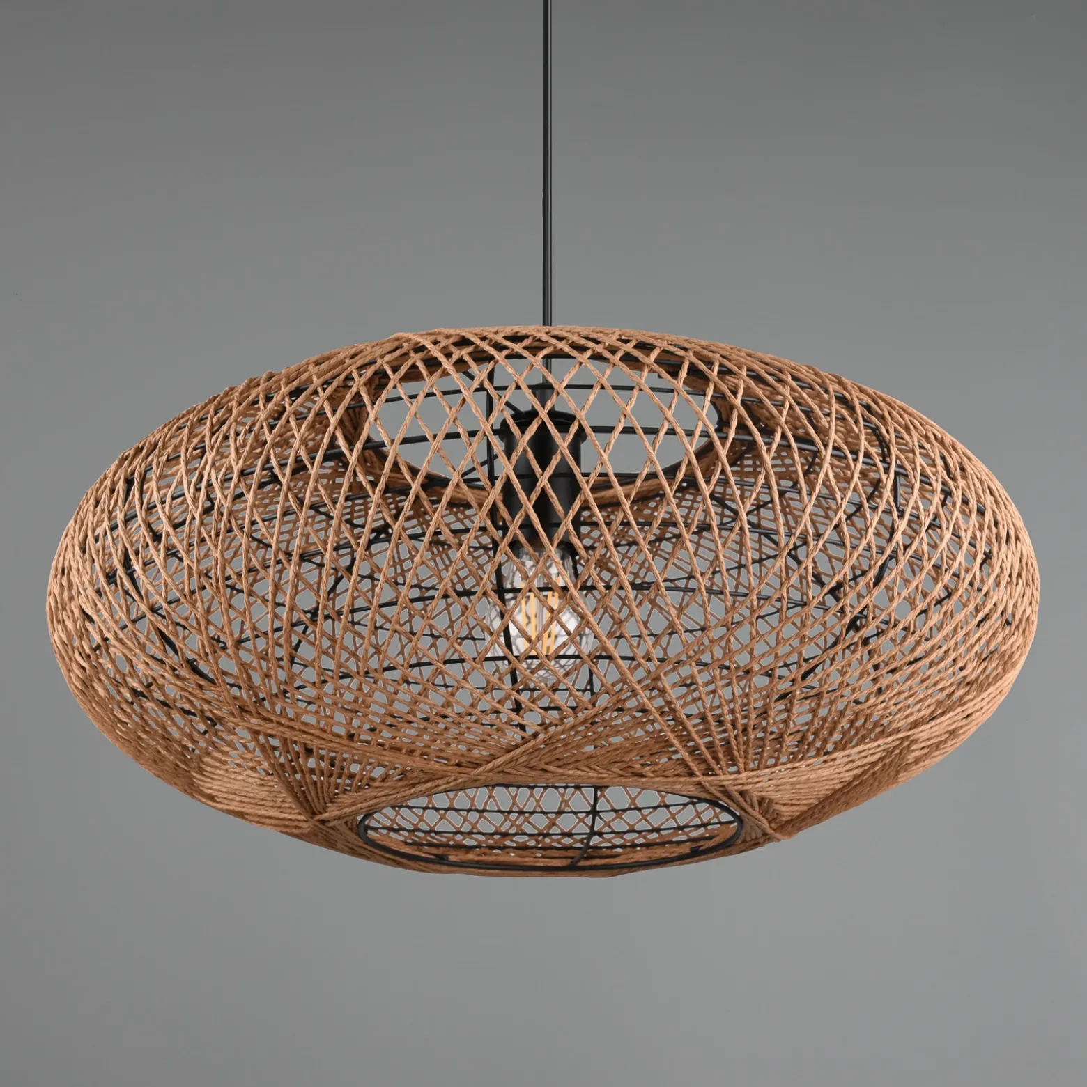 Lámpara colgante Hedda de sisal y metal
