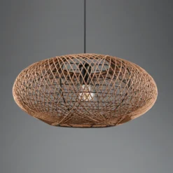 Lámpara colgante Hedda de sisal y metal