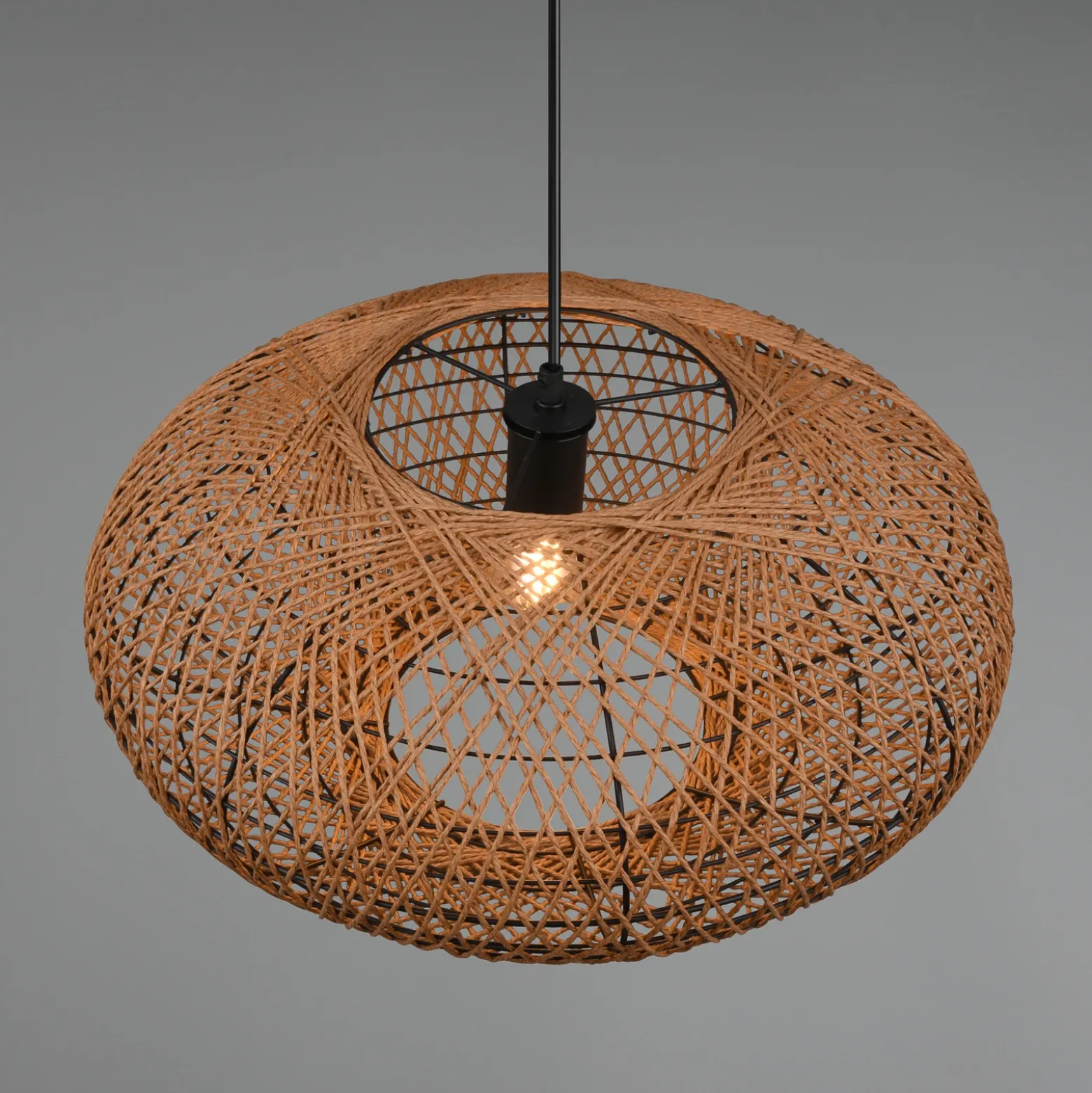 Lámpara colgante Hedda de sisal y metal