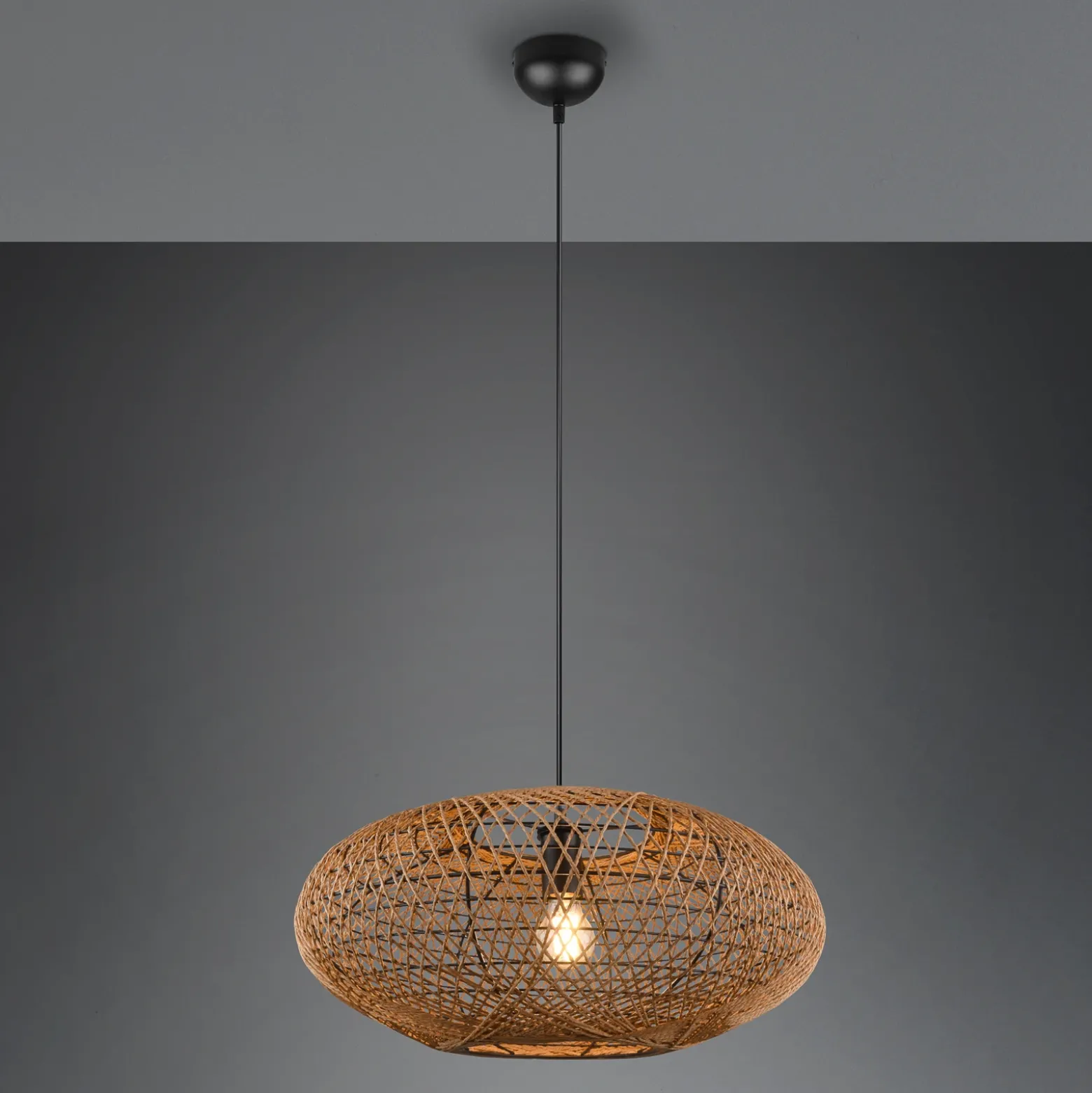 Lámpara colgante Hedda de sisal y metal