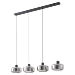 Lámpara colgante Hildur de Lindby, 4 luces, 115 cm, gris humo, cristal