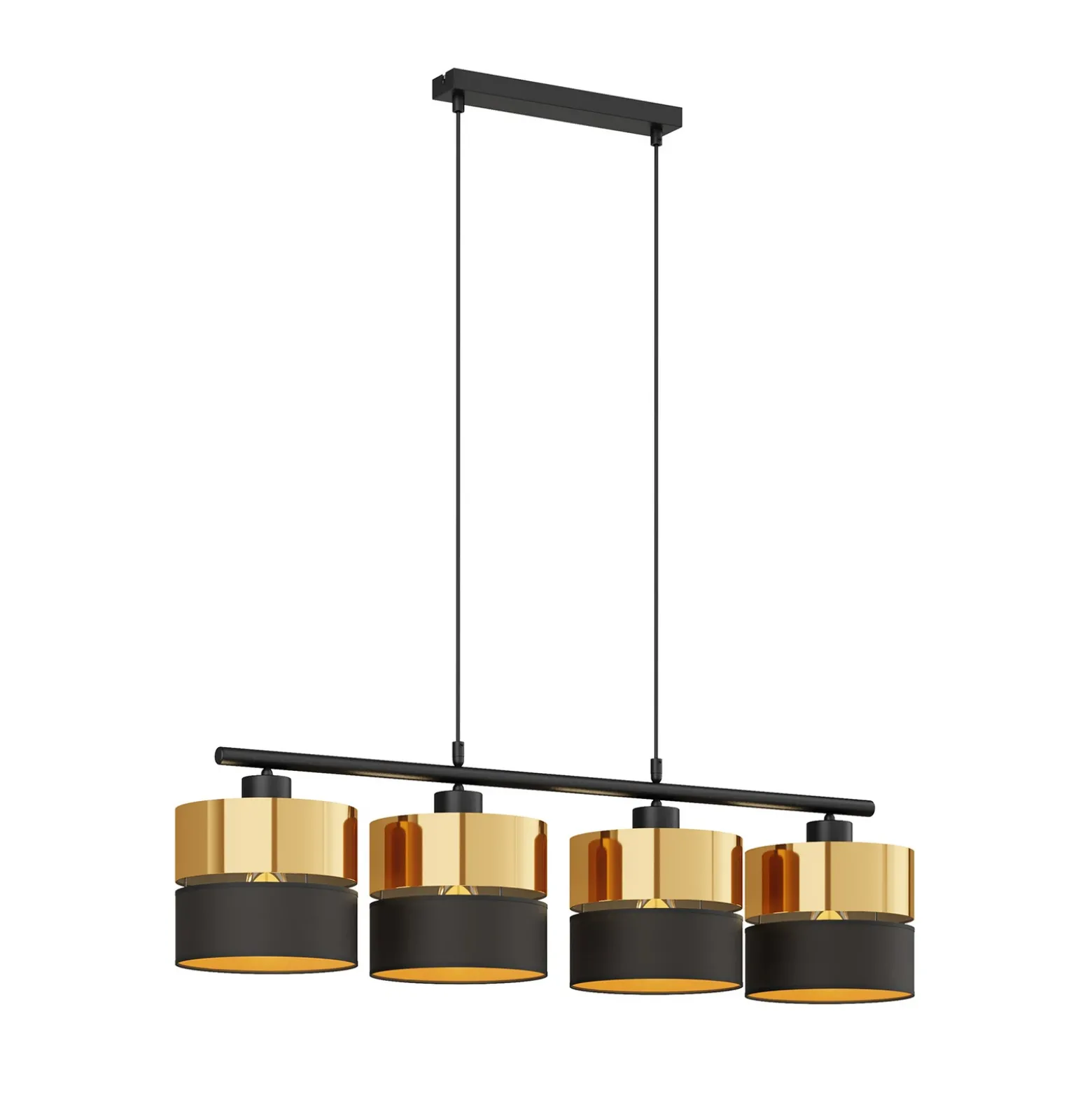 Lámpara colgante Hilton, negro/dorado, 4 luces