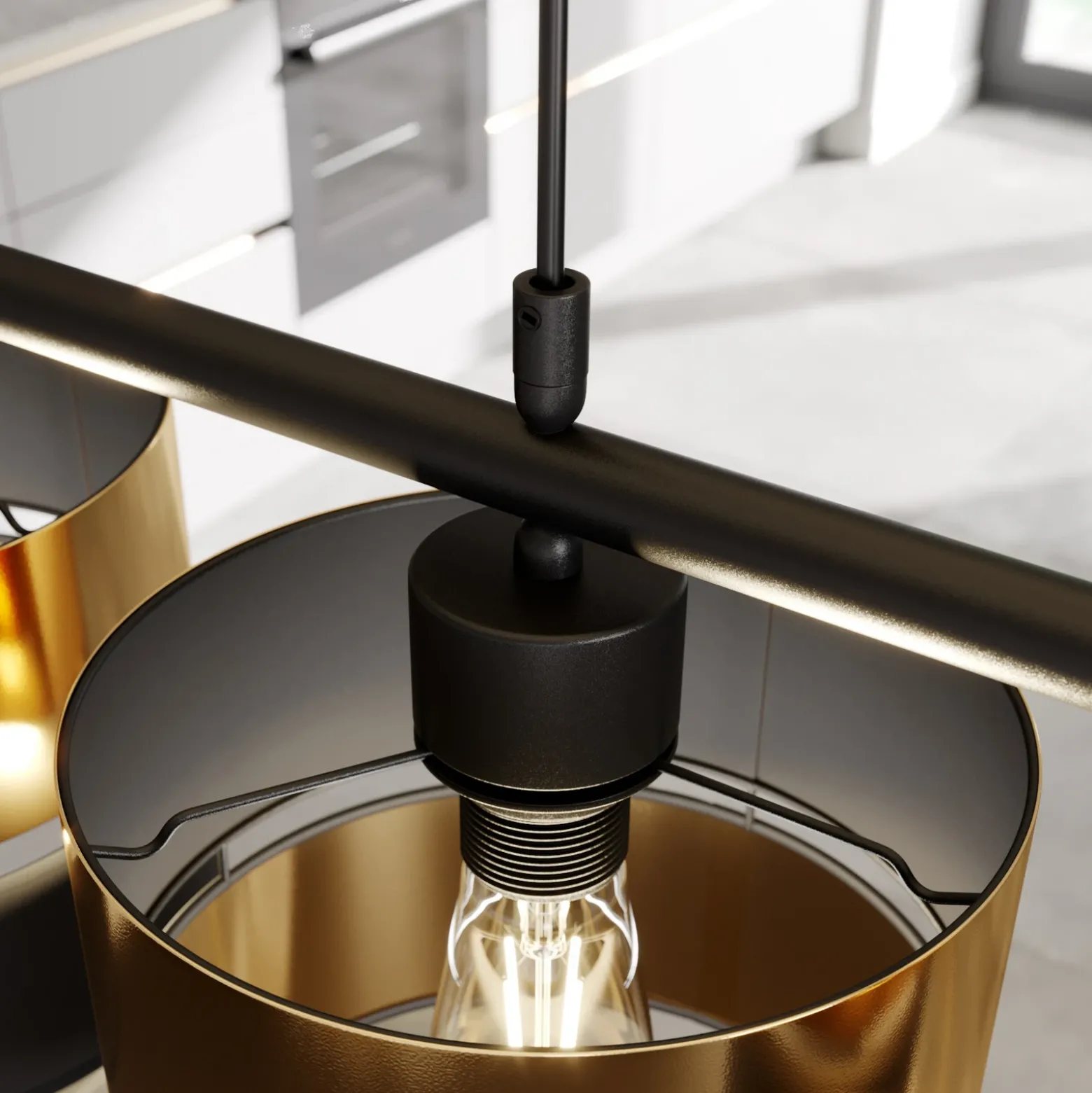 Lámpara colgante Hilton, negro/dorado, 4 luces