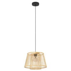 Lámpara colgante Hykeham, Ø 38 cm, natural, bambú