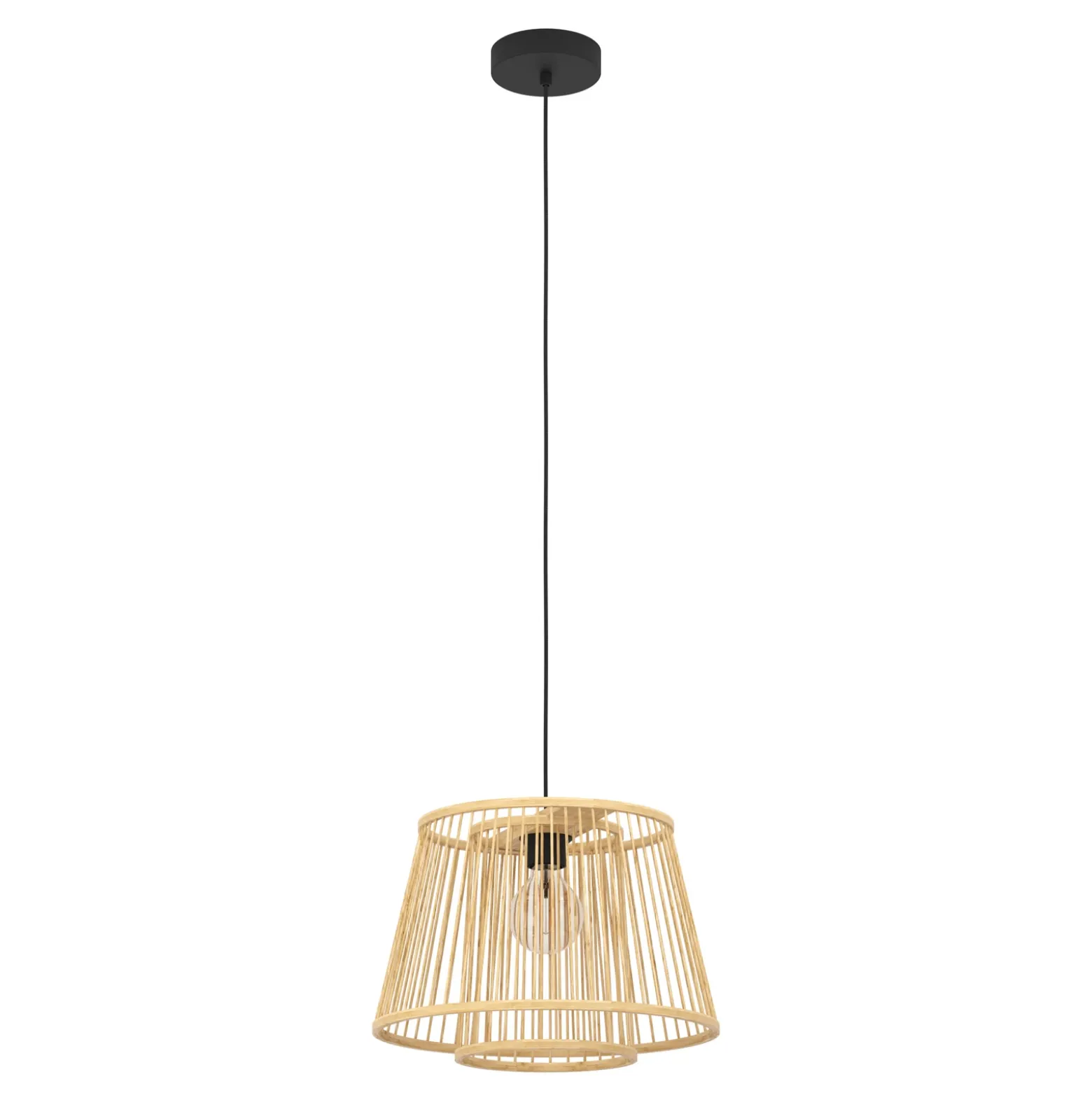 Lámpara colgante Hykeham, Ø 38 cm, natural, bambú