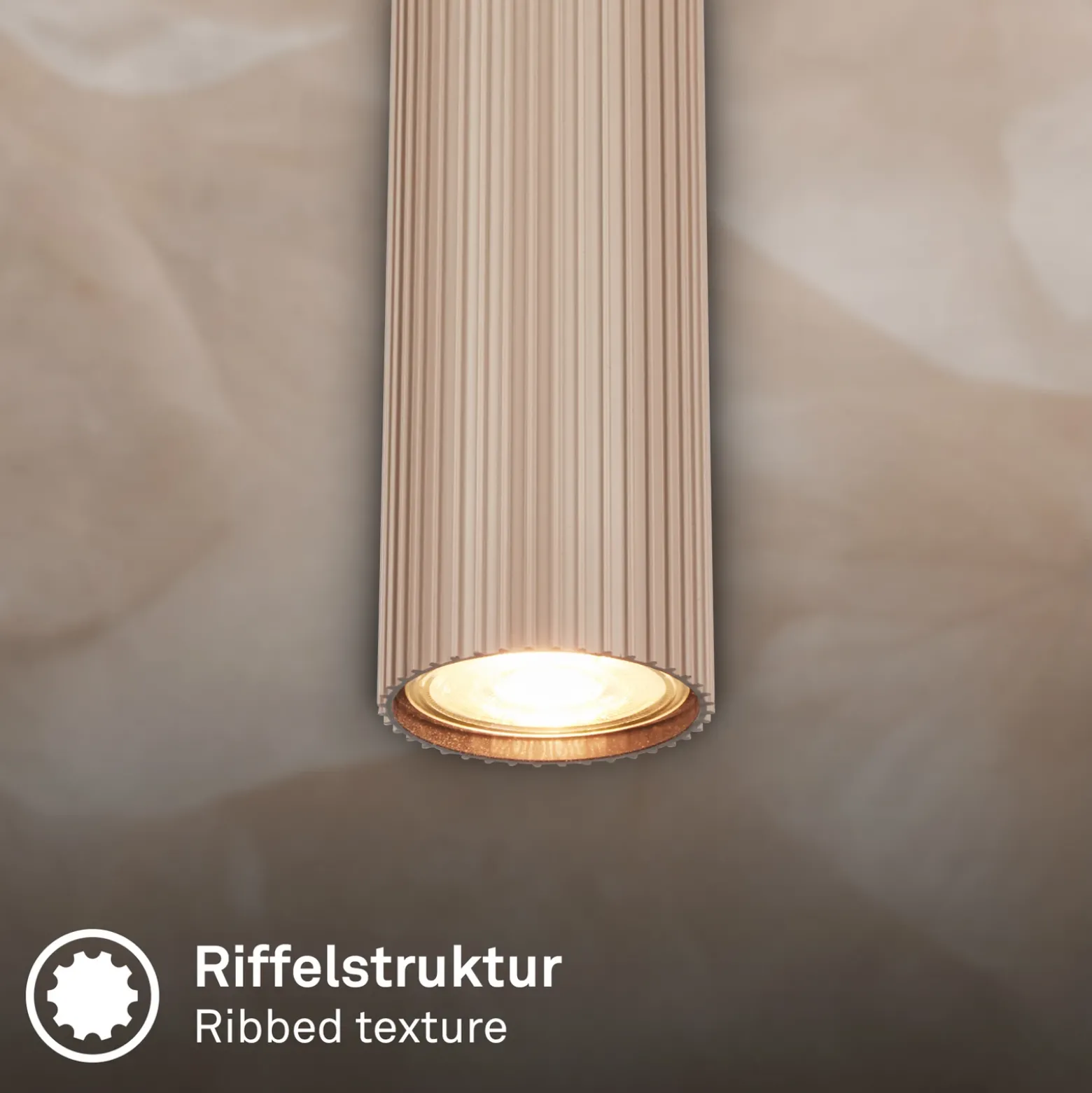 Lámpara colgante Ida, beige, 4 luces, longitud 76 cm, GU10