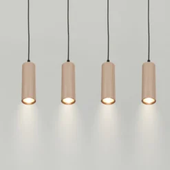 Lámpara colgante Ida, beige, 4 luces, longitud 76 cm, GU10