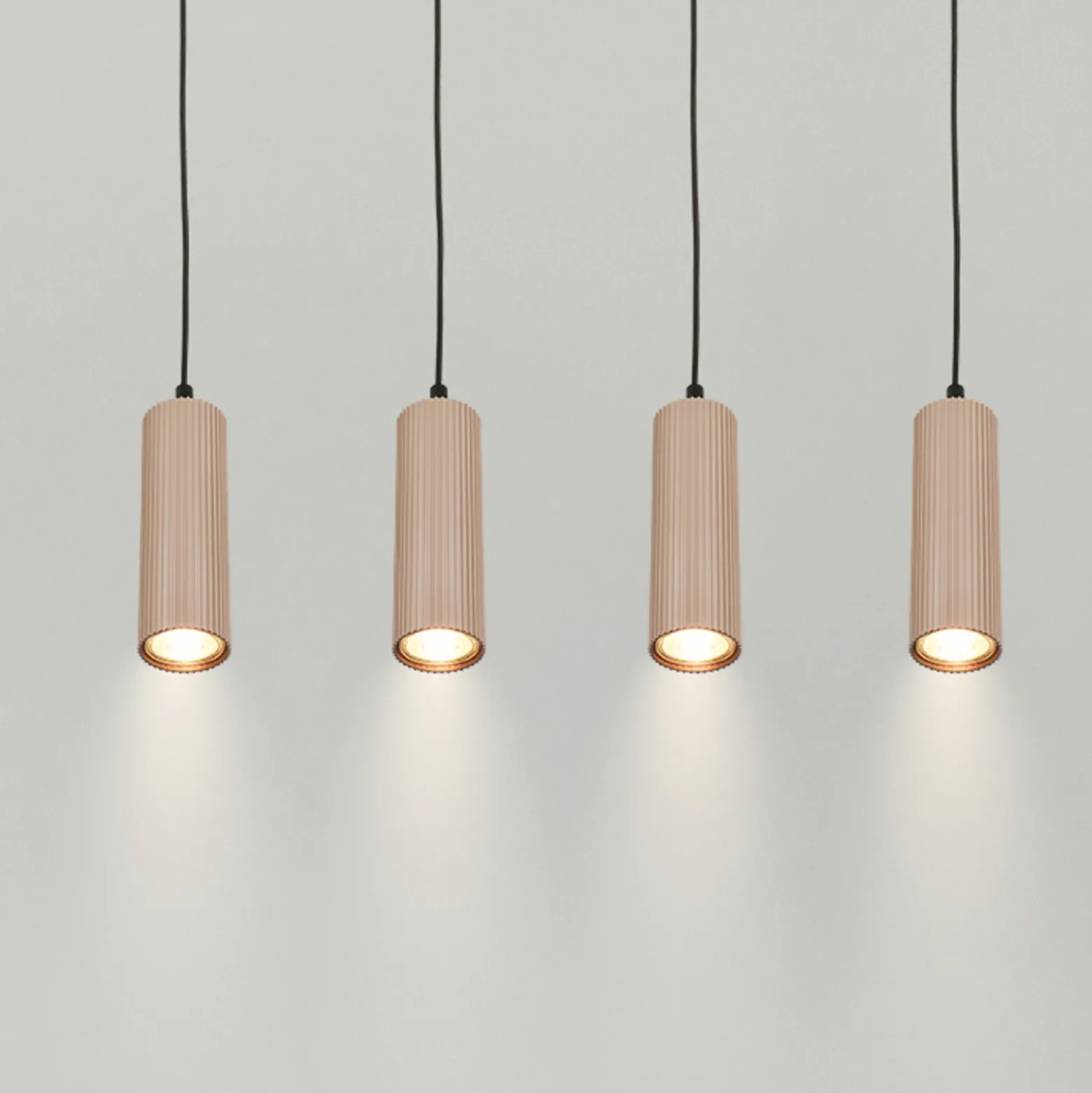 Lámpara colgante Ida, beige, 4 luces, longitud 76 cm, GU10
