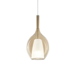 Lámpara colgante Ideal Lux Kalique 2, color ámbar, Ø 18 cm