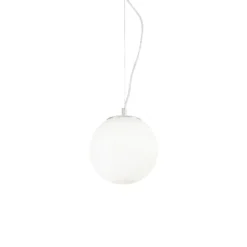Lámpara colgante Ideal Lux Mapa, Ø 20 cm, cristal opalino, esfera