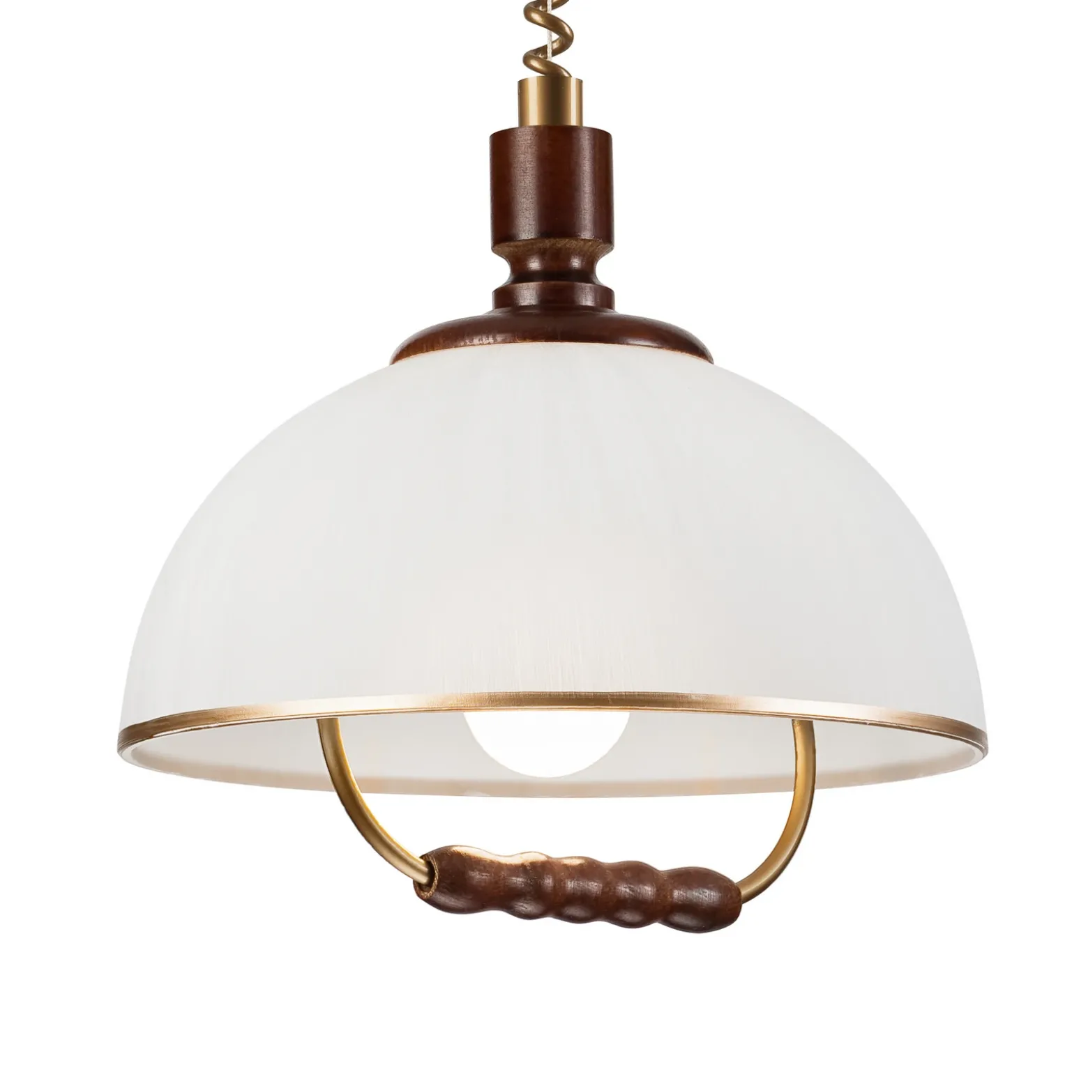 Lámpara colgante Ilsa, blanco/dorado, Ø 30 cm, regulable en altura