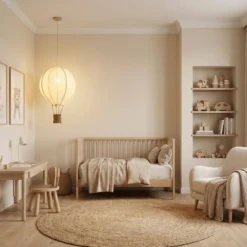 Lámpara colgante infantil Aeris de Lindby, beige, Ø 35 cm, tejido, E27