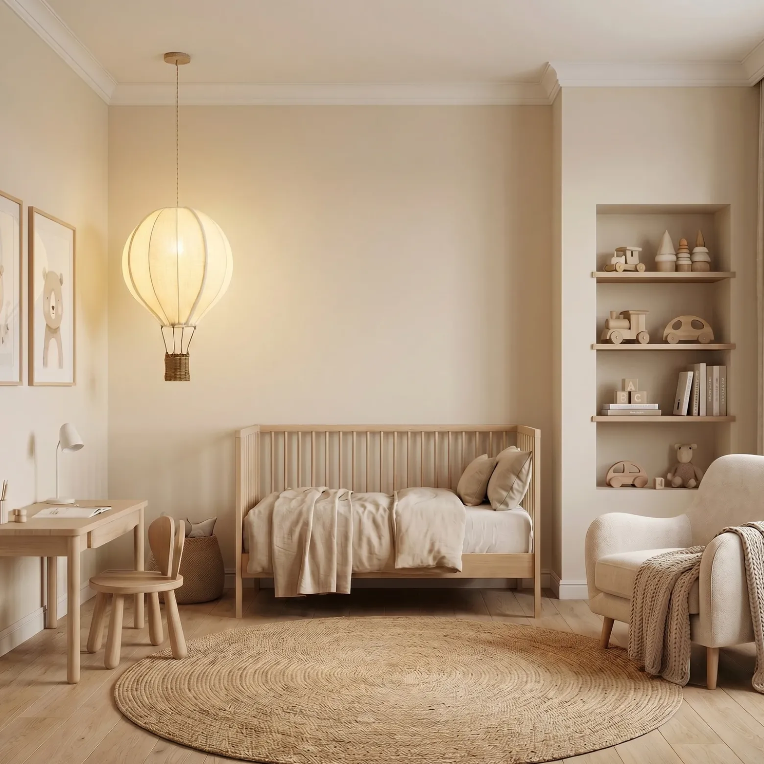 Lámpara colgante infantil Aeris de Lindby, beige, Ø 35 cm, tejido, E27