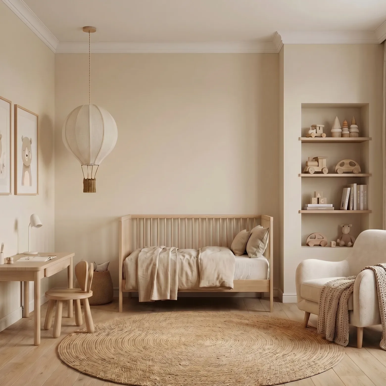 Lámpara colgante infantil Aeris de Lindby, beige, Ø 35 cm, tejido, E27