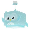Lámpara colgante infantil Dalber LITTLE OWL, azul, con motivo de búho